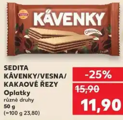 Kaufland SEDITA Kávenky/Vesna/ Kakaové řezy Oplatky nabídka