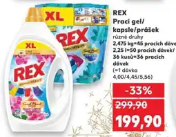 Kaufland REX Prací gel/ kapsle/prášek nabídka