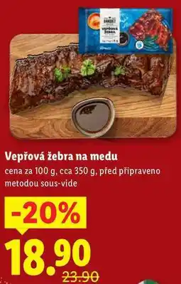 Lidl Vepřová žebra na medu, cena za 100 g nabídka