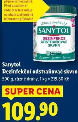 Lidl Sanytol Dezinfekční odstraňovač skvrn, 500 g nabídka