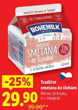 Lidl Tradiční smetana ke šlehání, 250 ml nabídka