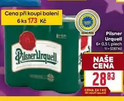 Billa Pilsner Urquell 6x 0,51, plech nabídka