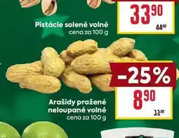 Billa Arašídy pražené neloupané volné cena za 100g nabídka