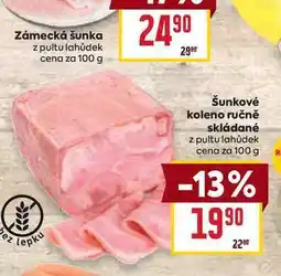 Billa Šunkové koleno ručně skládané z pultu lahůdek cena za 100g nabídka