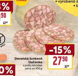 Billa Davelská šunková tlačenka z pultu lahůdek cena za 100g nabídka