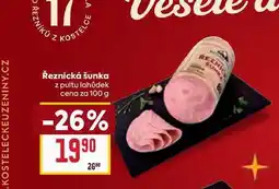 Billa Řeznická šunka z pultu lahůdek cena za 100g nabídka