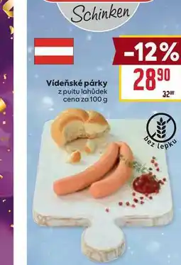 Billa Vídeňské párky z pultu lahůdek cena za 100g nabídka