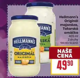 Billa Hellmann's Originál majonéza, Tatarská omáčka 405 ml nabídka