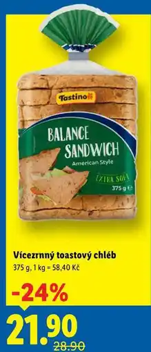 Lidl Vícezrnný toastový chléb, 375 g nabídka