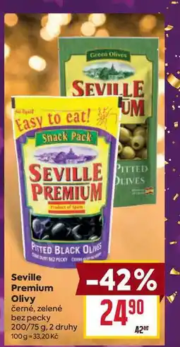Billa Seville Premium Olivy černé, zelené bez pecky 200/75 g nabídka