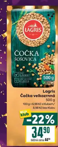 Billa Lagris Čočka velkozrnná 500g nabídka