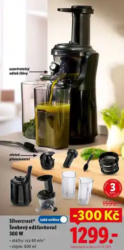 Lidl Silvercrest Šnekový odšťavňovač 300 W nabídka