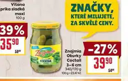 Billa Znojmia Okurky Coctail 3-6 cm 340/170g nabídka