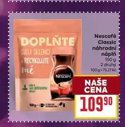 Billa Nescafé Classic náhradní náplň 150 g nabídka