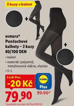 Lidl esmara Punčochové kalhoty - 2 kusy 80/100 DEN nabídka