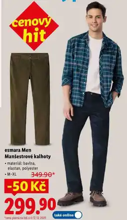 Lidl esmara Men Manšestrové kalhoty nabídka