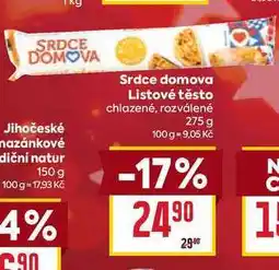 Billa Srdce domova Listové těsto chlazené, rozválené 275 g nabídka