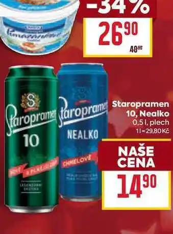 Billa Staropramen Nealko 0,51, plech nabídka
