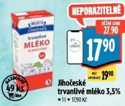Albert Madeta Jihočeské trvanlivé mléko 3,5% nabídka