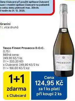 Tesco Tesco Finest Prosecco D.O.C., 0,75 l nabídka