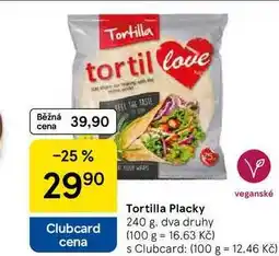 Tesco Tortilla Placky veganské, 240 g, dva druhy nabídka