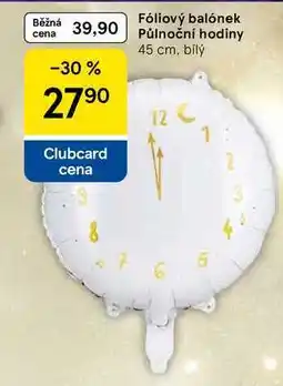 Tesco Fóliový balónek Půlnoční hodiny 45 cm, bílý nabídka