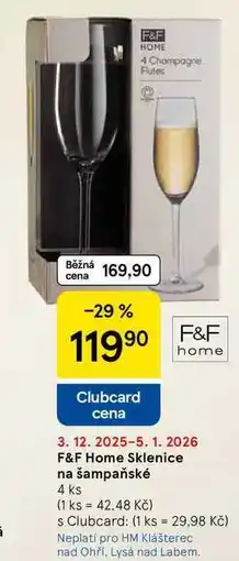 Tesco F&F Home Sklenice na šampaňské, 4 ks nabídka