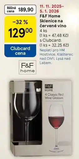 Tesco F&F Home Sklenice na červené víno, 4 ks nabídka