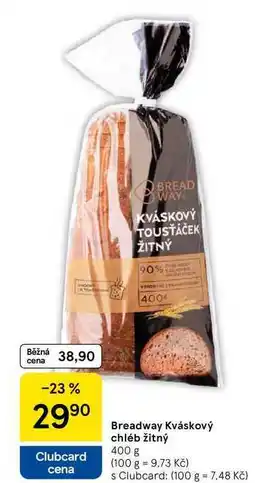 Tesco Breadway Kváskový chléb žitný, 400 g nabídka