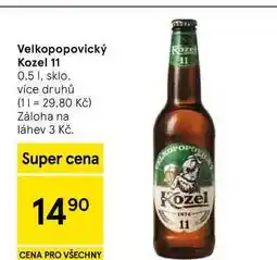 Tesco Velkopopovický Kozel 11, 0.5 1, sklo, více druhů nabídka