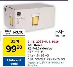 Tesco F&F Home Kónické sklenice, 6 ks. 300 ml nabídka
