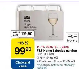 Tesco F&F Home Sklenice na víno, 6 ks, 300 ml nabídka