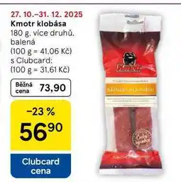 Tesco Kmotr klobása, 180 g, více druhů nabídka