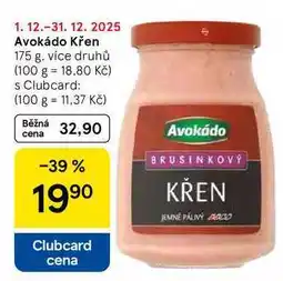 Tesco Avokádo Křen, 175 g, více druhů nabídka