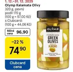 Tesco Olymp Kalamata Olivy, 320 g, pevný podíl 170 g nabídka