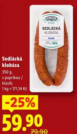 Lidl Sedlácká klobása nabídka