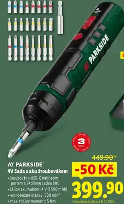 Lidl PARKSIDE 4V Sada s aku šroubovákem nabídka