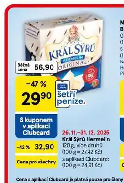 Tesco Král sýrů hermelín nabídka