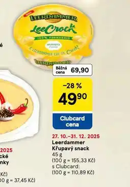 Tesco Leerdammer křupavý snack nabídka
