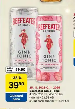 Tesco Beefeater gin & tonic nabídka