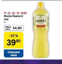 Tesco Manka řepkový olej nabídka