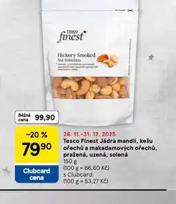 Tesco Jádra mandlí, kešu ořechů a makadamových ořechů, pražená, uzená, solená nabídka