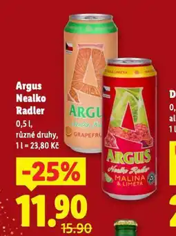 Lidl Pivo argus nealko radler nabídka