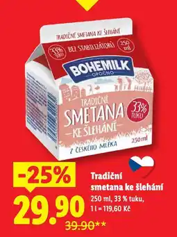 Lidl Bohemilk tradiční smetana ke šlehání nabídka