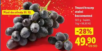 Tmavé hrozny stolní bezsemenné