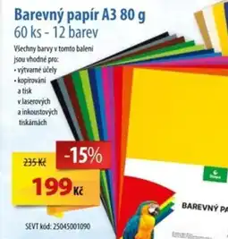 SEVT Barevný papír A3.80 g nabídka