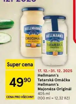 Tesco Hellmann's Tatarská omáčka Hellmann's Majonéza originál nabídka