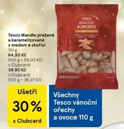 Tesco Tesco Mandle pražené a karamelizované s medem a skořicí nabídka