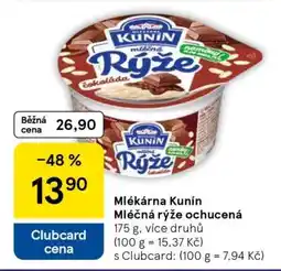 Tesco Mlékárna Kunín Mléčná rýže ochucená nabídka