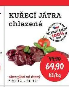 RABBIT řeznictví KUŘECÍ JÁTRA chlazená 1kg nabídka